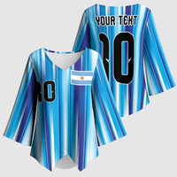 Custom Argentina Football Kimono Sleeve Blouse La Albiceleste 2026 - Wonder Print Shop
