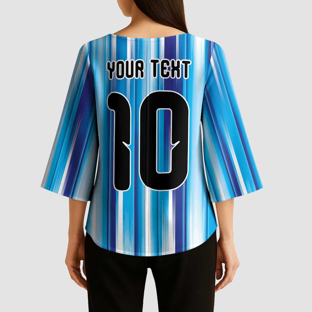 Custom Argentina Football Kimono Sleeve Blouse La Albiceleste 2026 - Wonder Print Shop