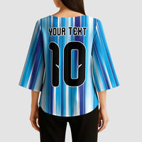 Custom Argentina Football Kimono Sleeve Blouse La Albiceleste 2026 - Wonder Print Shop
