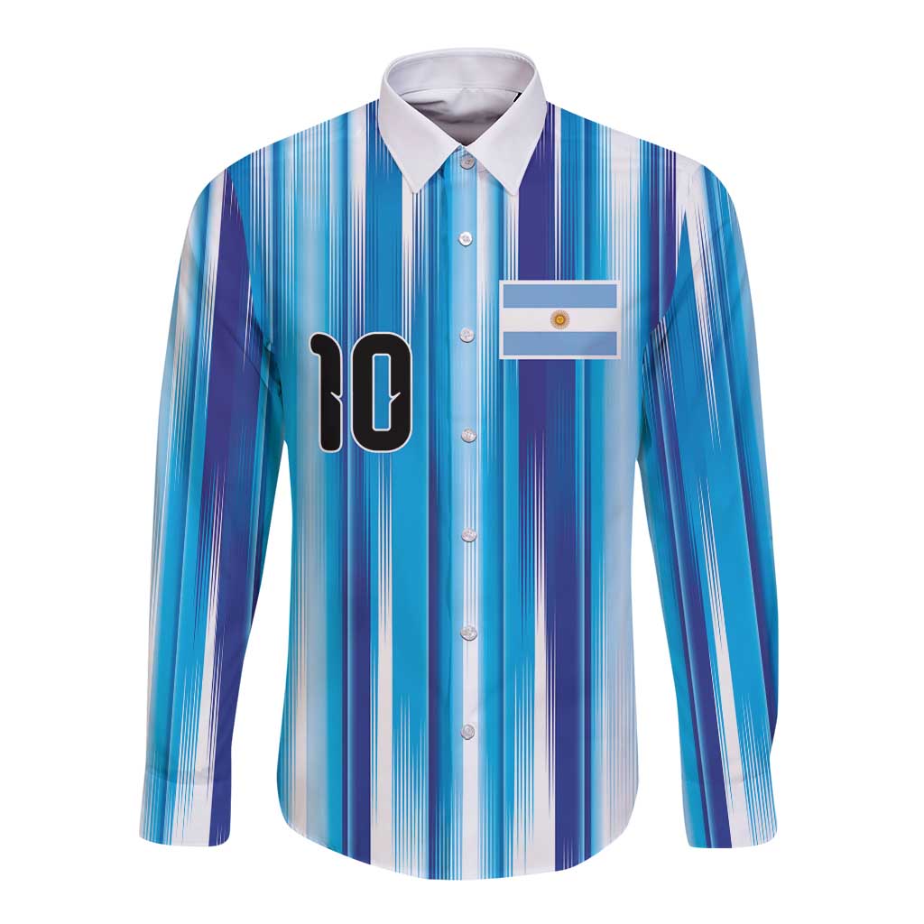 Custom Argentina Football Long Sleeve Button Shirt La Albiceleste 2026 - Wonder Print Shop