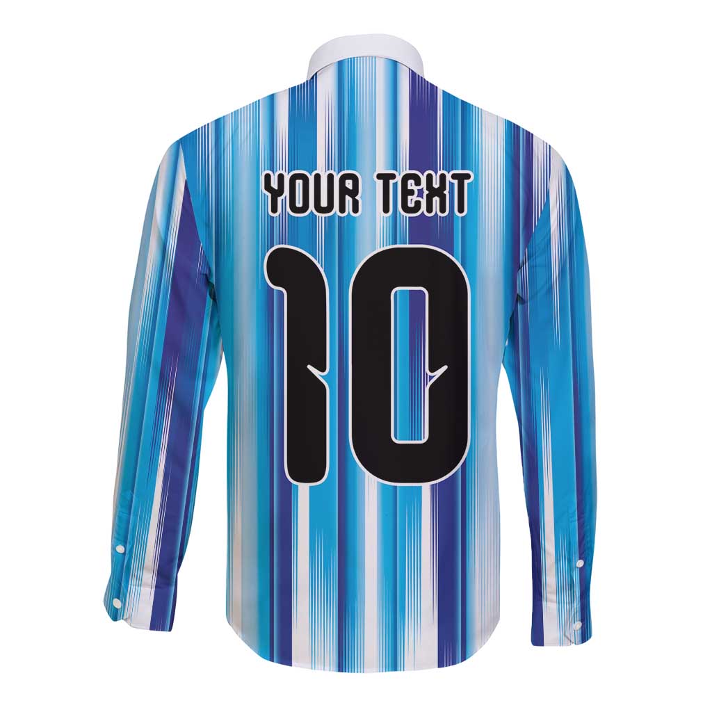 Custom Argentina Football Long Sleeve Button Shirt La Albiceleste 2026 - Wonder Print Shop