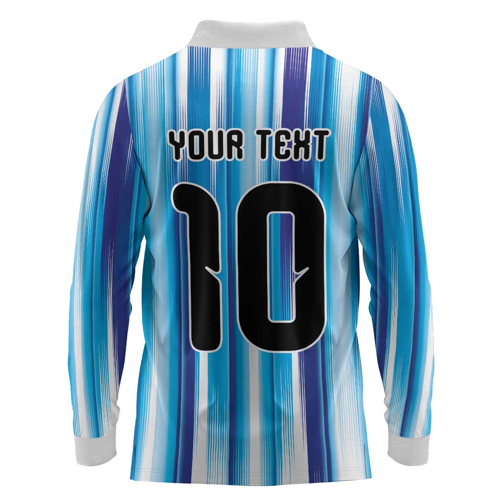 Custom Argentina Football Long Sleeve Polo Shirt La Albiceleste 2026 - Wonder Print Shop