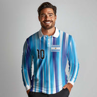 Custom Argentina Football Long Sleeve Polo Shirt La Albiceleste 2026 - Wonder Print Shop