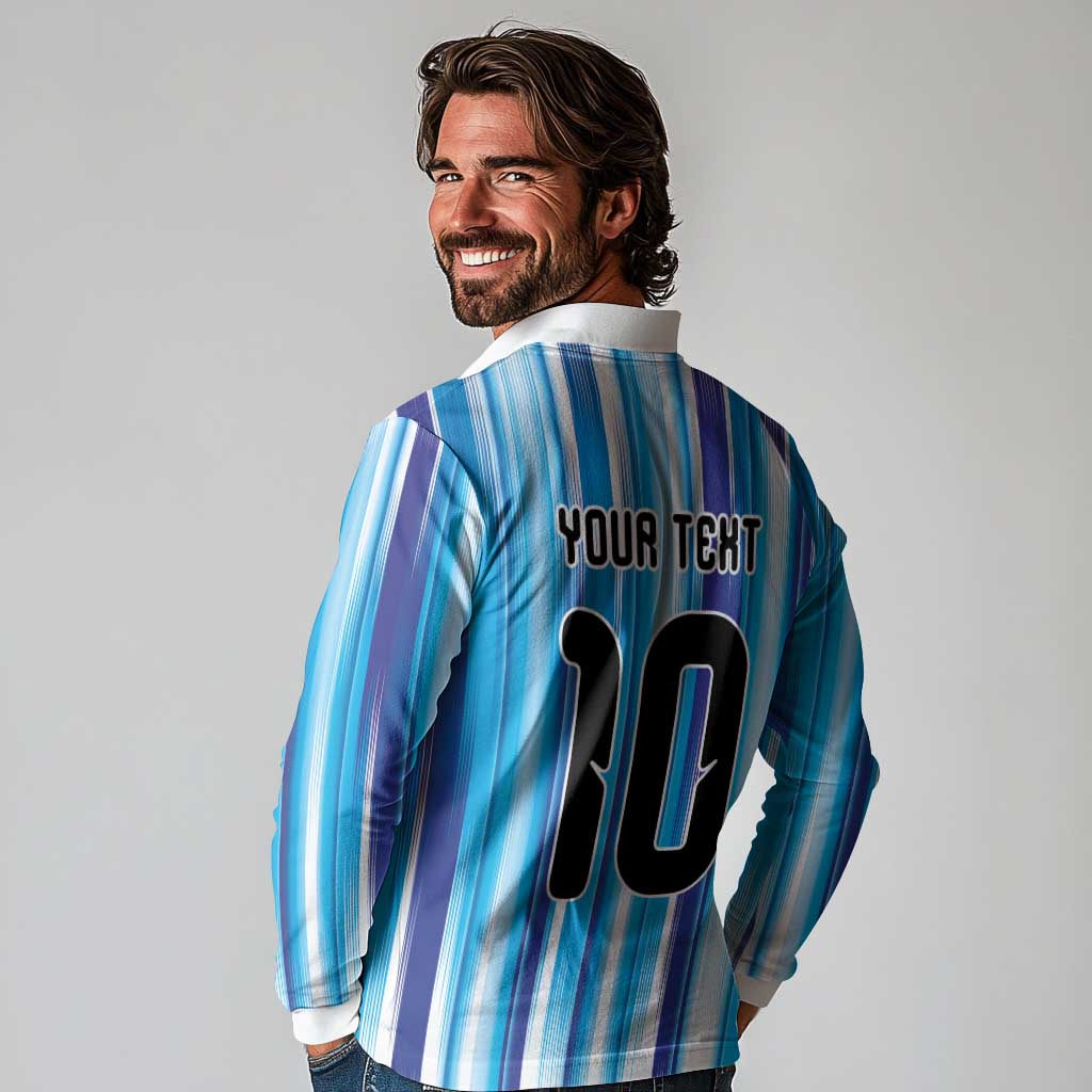 Custom Argentina Football Long Sleeve Polo Shirt La Albiceleste 2026 - Wonder Print Shop