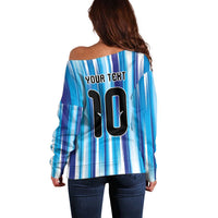 Custom Argentina Football Off Shoulder Sweater La Albiceleste 2026 - Wonder Print Shop