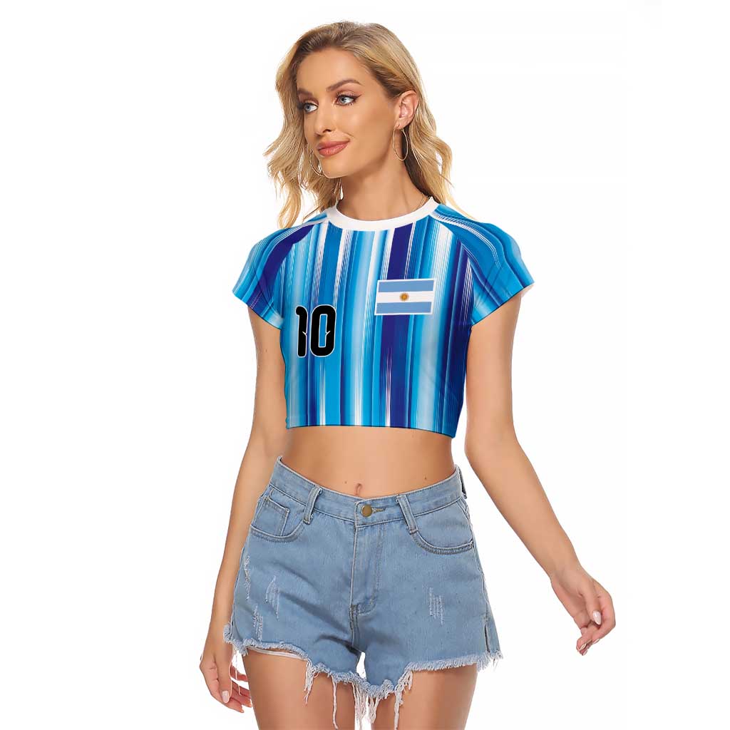 Custom Argentina Football Raglan Cropped T Shirt La Albiceleste 2026 - Wonder Print Shop