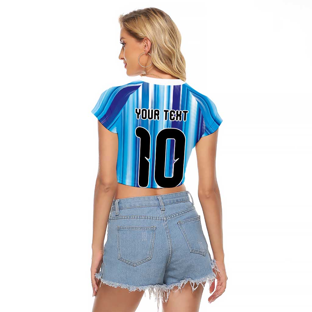 Custom Argentina Football Raglan Cropped T Shirt La Albiceleste 2026 - Wonder Print Shop