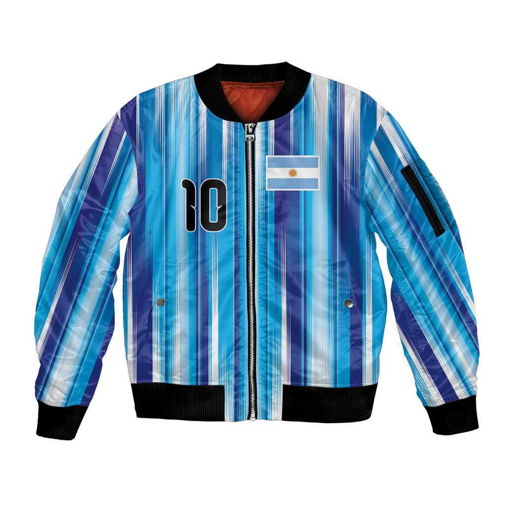Custom Argentina Football Sleeve Zip Bomber Jacket La Albiceleste 2026 - Wonder Print Shop