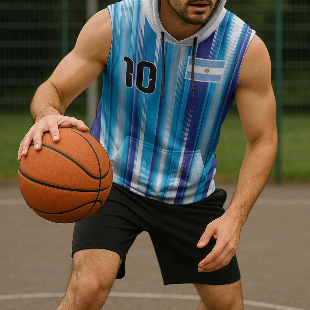 Custom Argentina Football Sleeveless Hoodie La Albiceleste 2026 - Wonder Print Shop