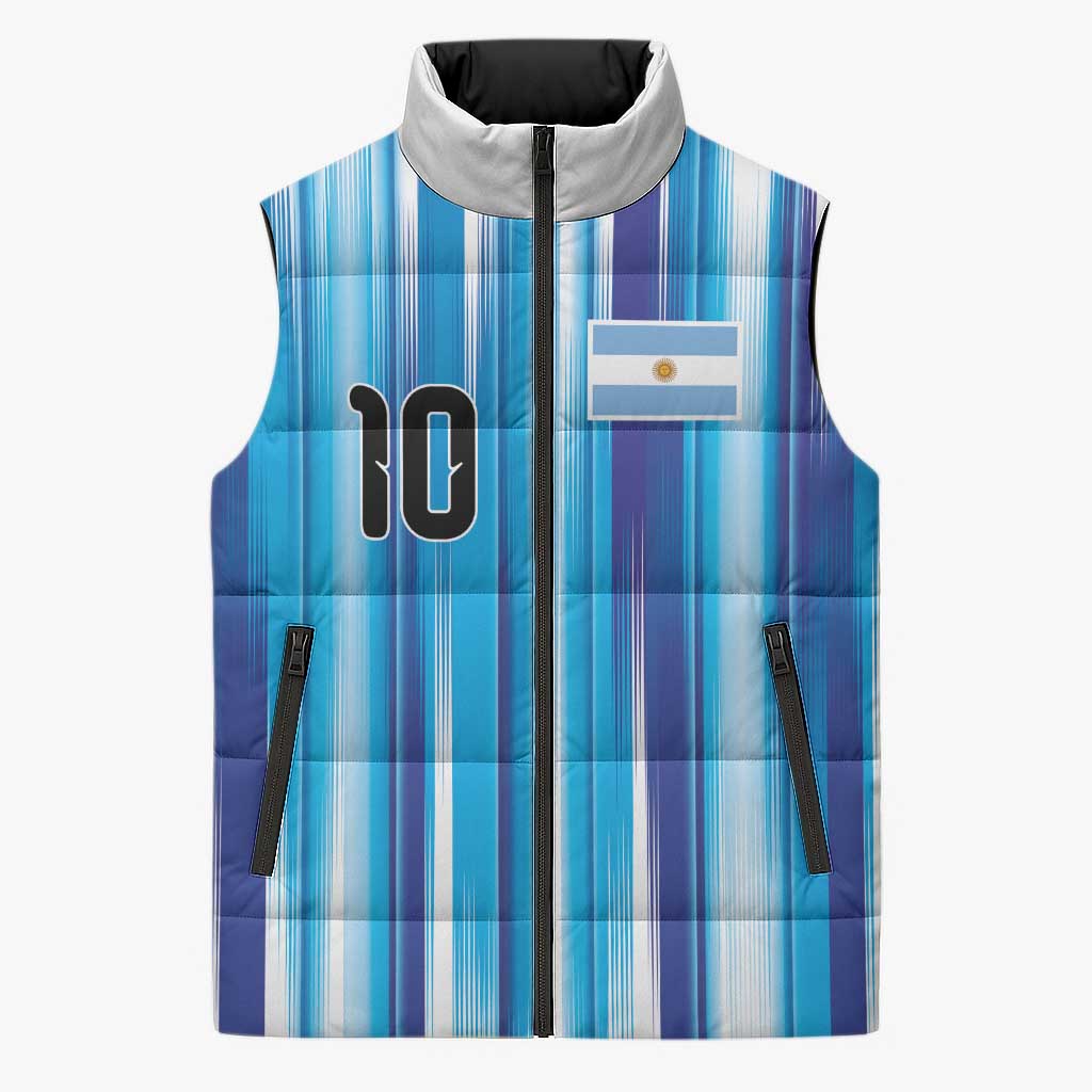 Custom Argentina Football Sleeveless Puffer Jacket La Albiceleste 2026 - Wonder Print Shop