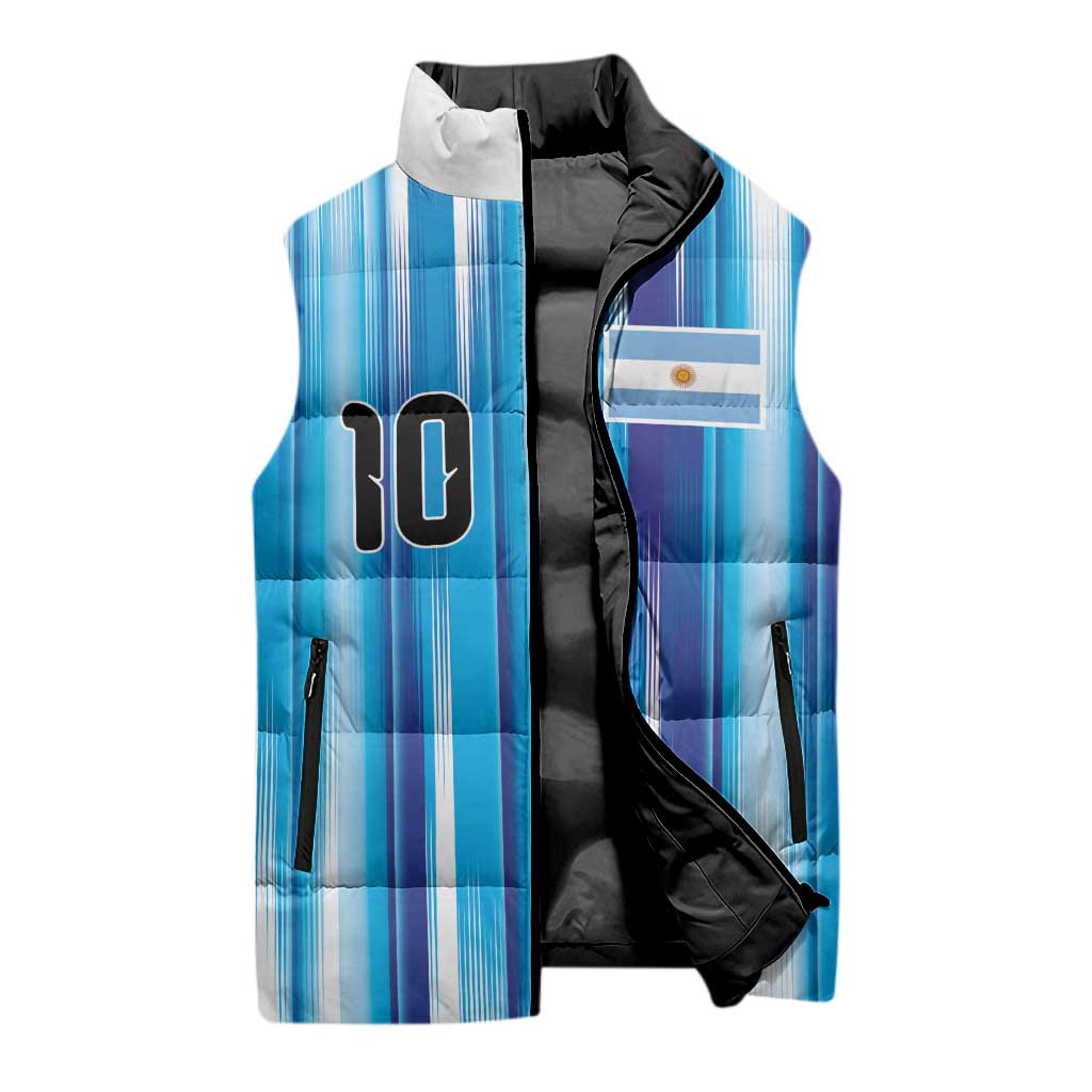 Custom Argentina Football Sleeveless Puffer Jacket La Albiceleste 2026 - Wonder Print Shop