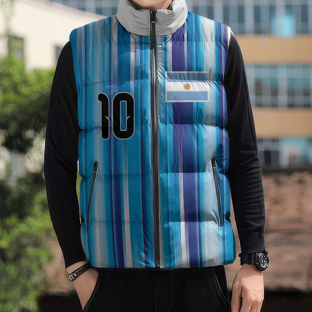 Custom Argentina Football Sleeveless Puffer Jacket La Albiceleste 2026 - Wonder Print Shop
