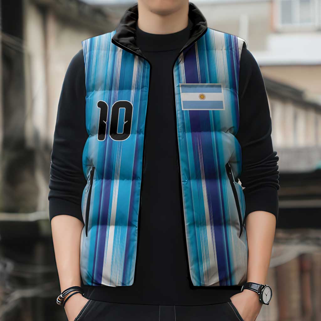 Custom Argentina Football Sleeveless Puffer Jacket La Albiceleste 2026 - Wonder Print Shop