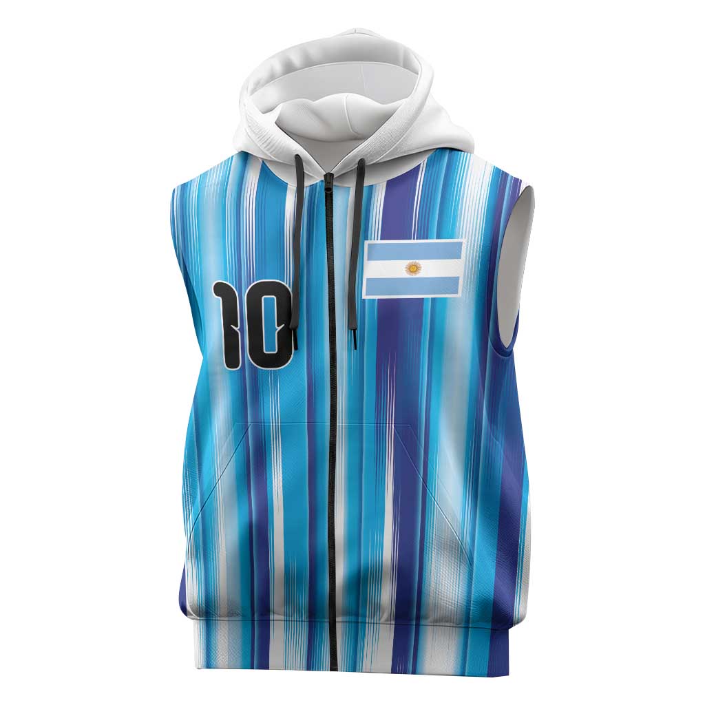 Custom Argentina Football Sleeveless Zip Hoodie La Albiceleste 2026 - Wonder Print Shop