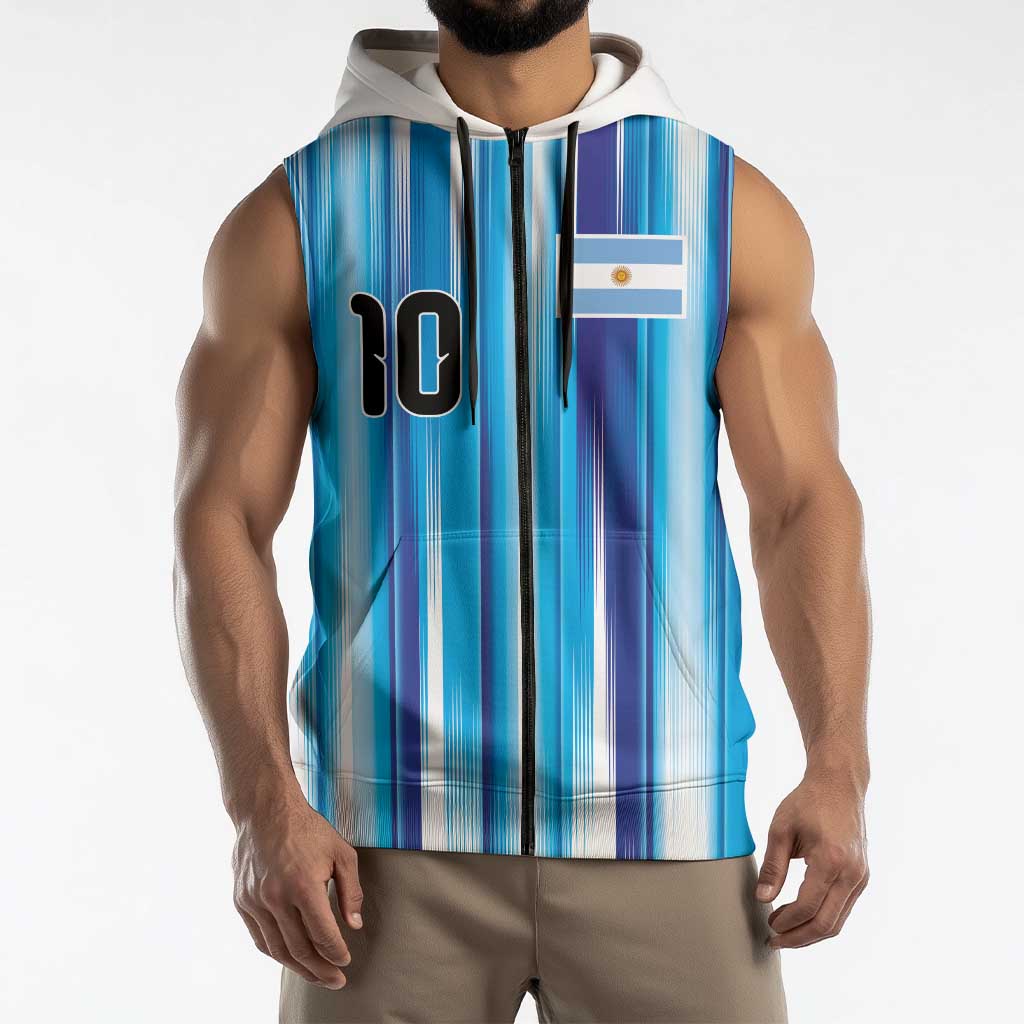 Custom Argentina Football Sleeveless Zip Hoodie La Albiceleste 2026 - Wonder Print Shop