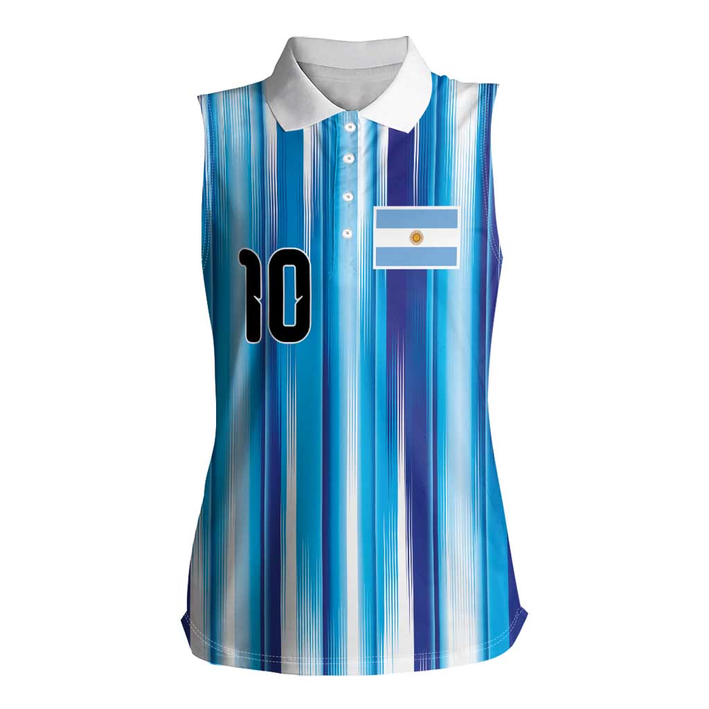 Custom Argentina Football Women Sleeveless Polo Shirt La Albiceleste 2026 - Wonder Print Shop
