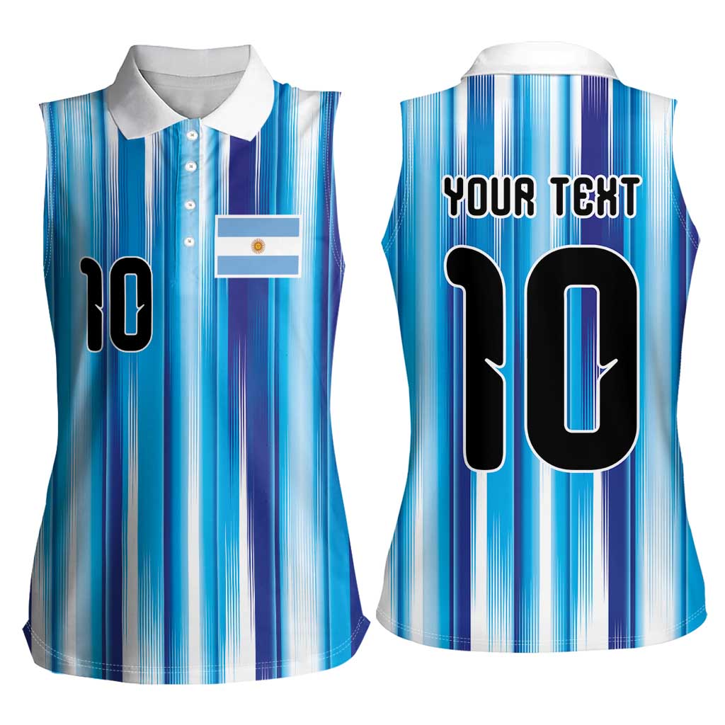 Custom Argentina Football Women Sleeveless Polo Shirt La Albiceleste 2026 - Wonder Print Shop