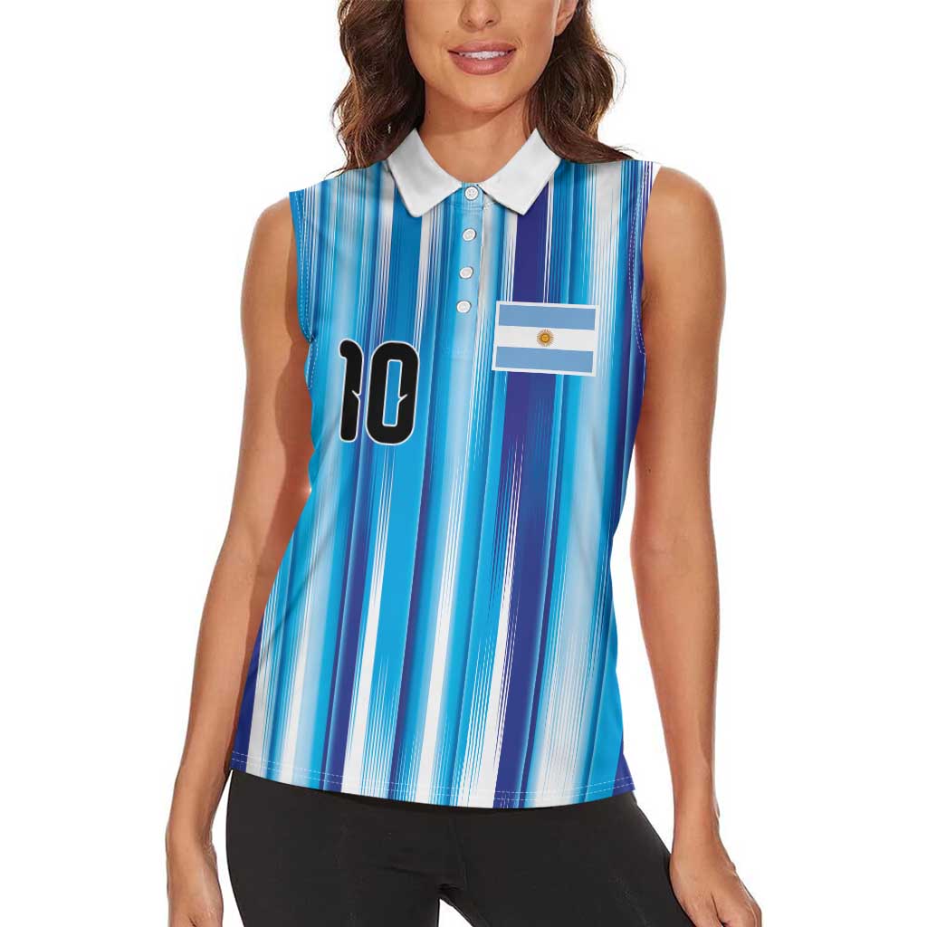 Custom Argentina Football Women Sleeveless Polo Shirt La Albiceleste 2026 - Wonder Print Shop