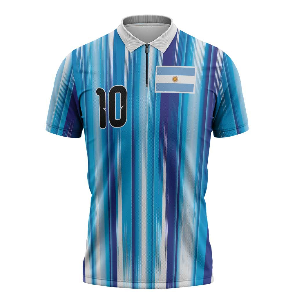 Custom Argentina Football Zipper Polo Shirt La Albiceleste 2026 - Wonder Print Shop