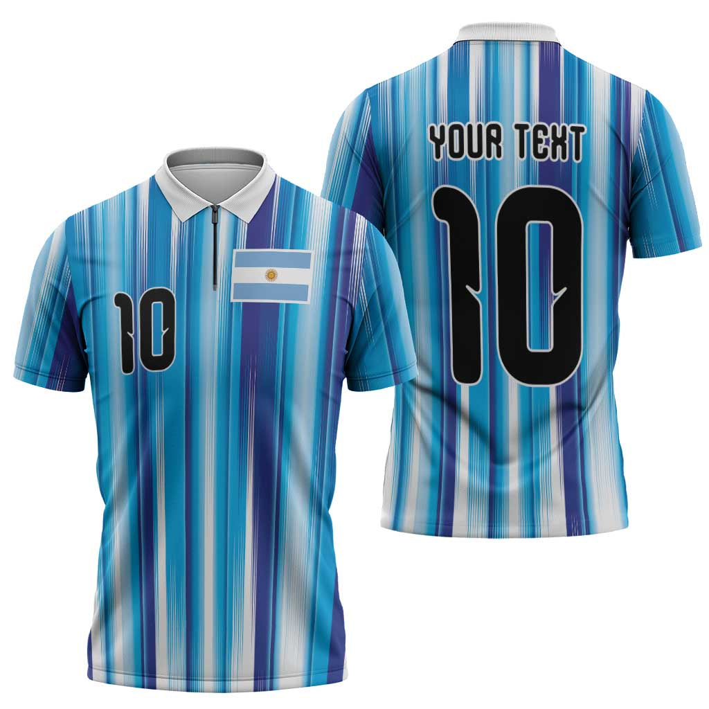 Custom Argentina Football Zipper Polo Shirt La Albiceleste 2026 - Wonder Print Shop