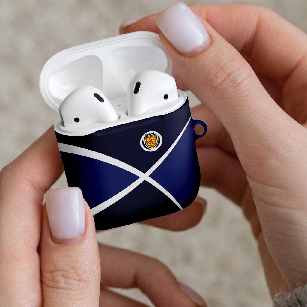 Scotland Football AirPods Case Tartan Patchwork Pattern Scottish Saltire Flag Style