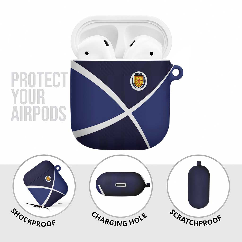 Scotland Football AirPods Case Tartan Patchwork Pattern Scottish Saltire Flag Style