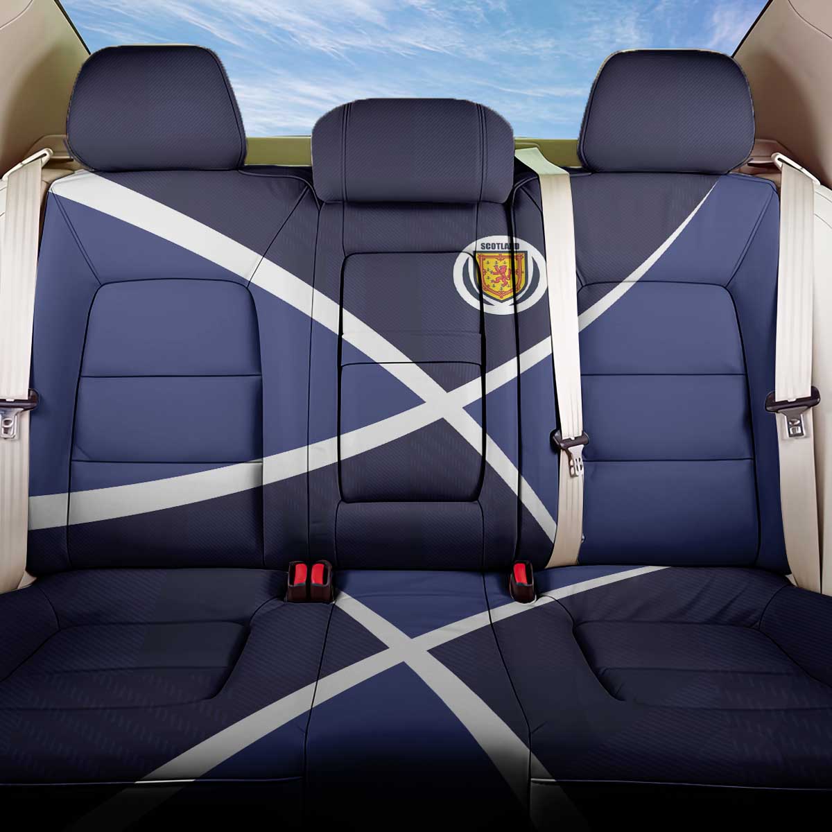 Scotland Football Back Car Seat Cover Tartan Patchwork Pattern Scottish Saltire Flag Style