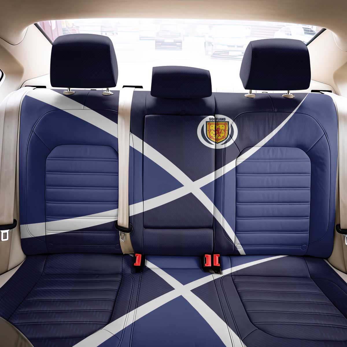 Scotland Football Back Car Seat Cover Tartan Patchwork Pattern Scottish Saltire Flag Style