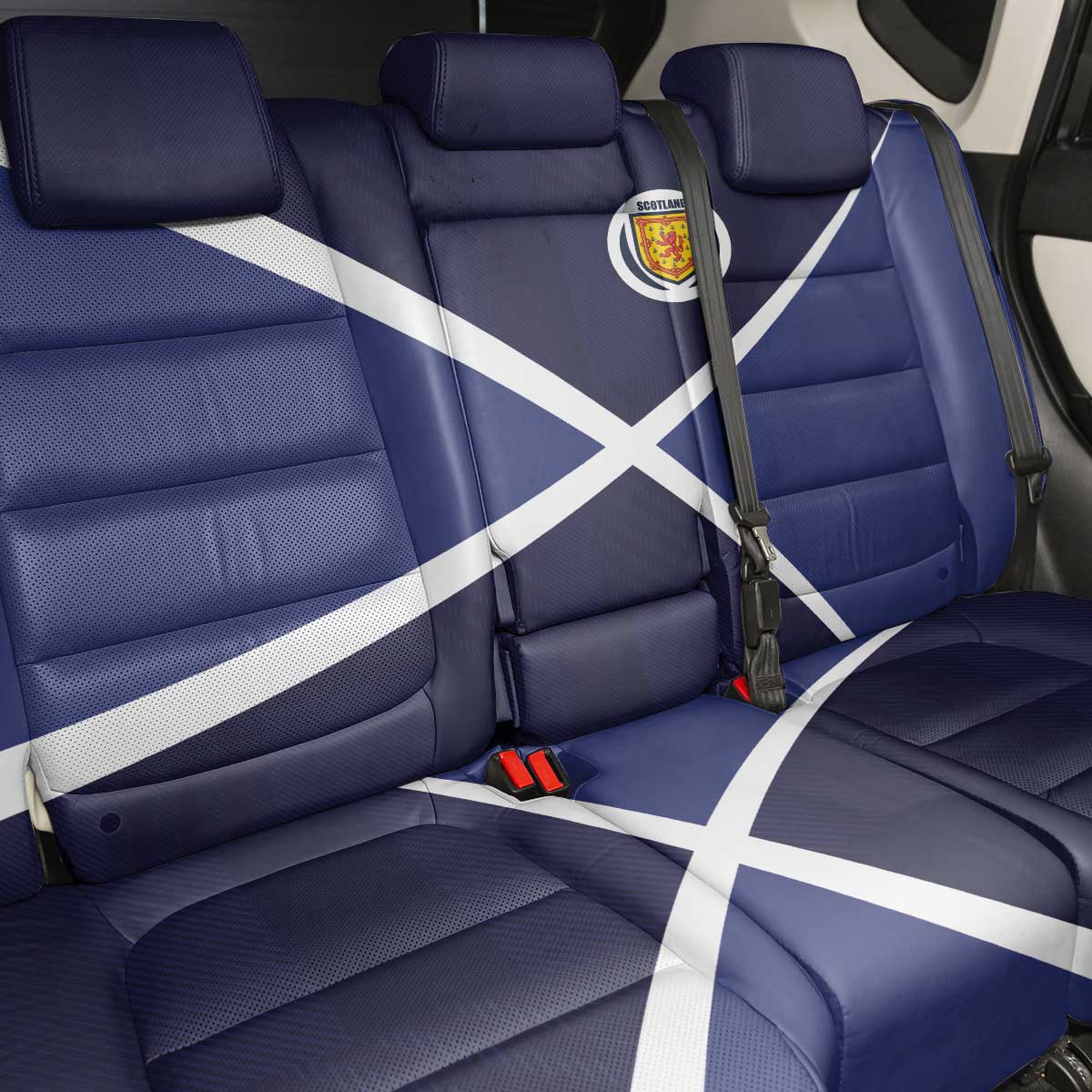 Scotland Football Back Car Seat Cover Tartan Patchwork Pattern Scottish Saltire Flag Style