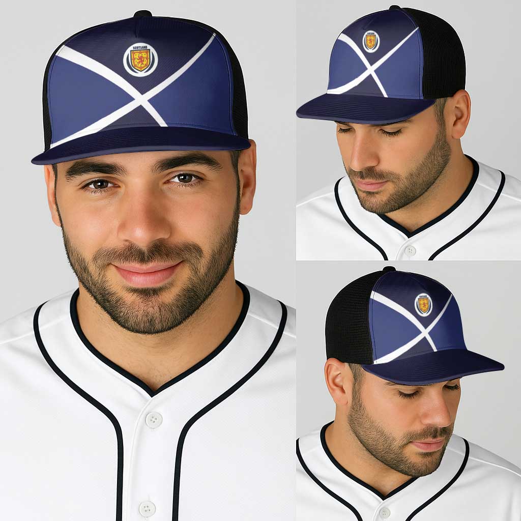 Scotland Football Baseball Net Cap Tartan Patchwork Pattern Scottish Saltire Flag Style