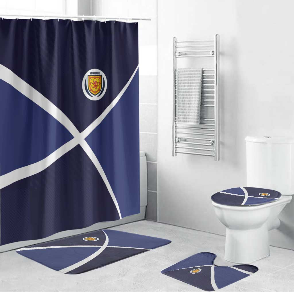 Scotland Football Bathroom Set Tartan Patchwork Pattern Scottish Saltire Flag Style