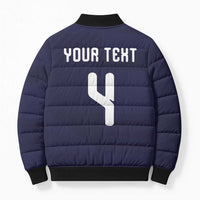 Custom Scotland Football Bomber Puffer Jacket Tartan Patchwork Pattern Scottish Saltire Flag Style