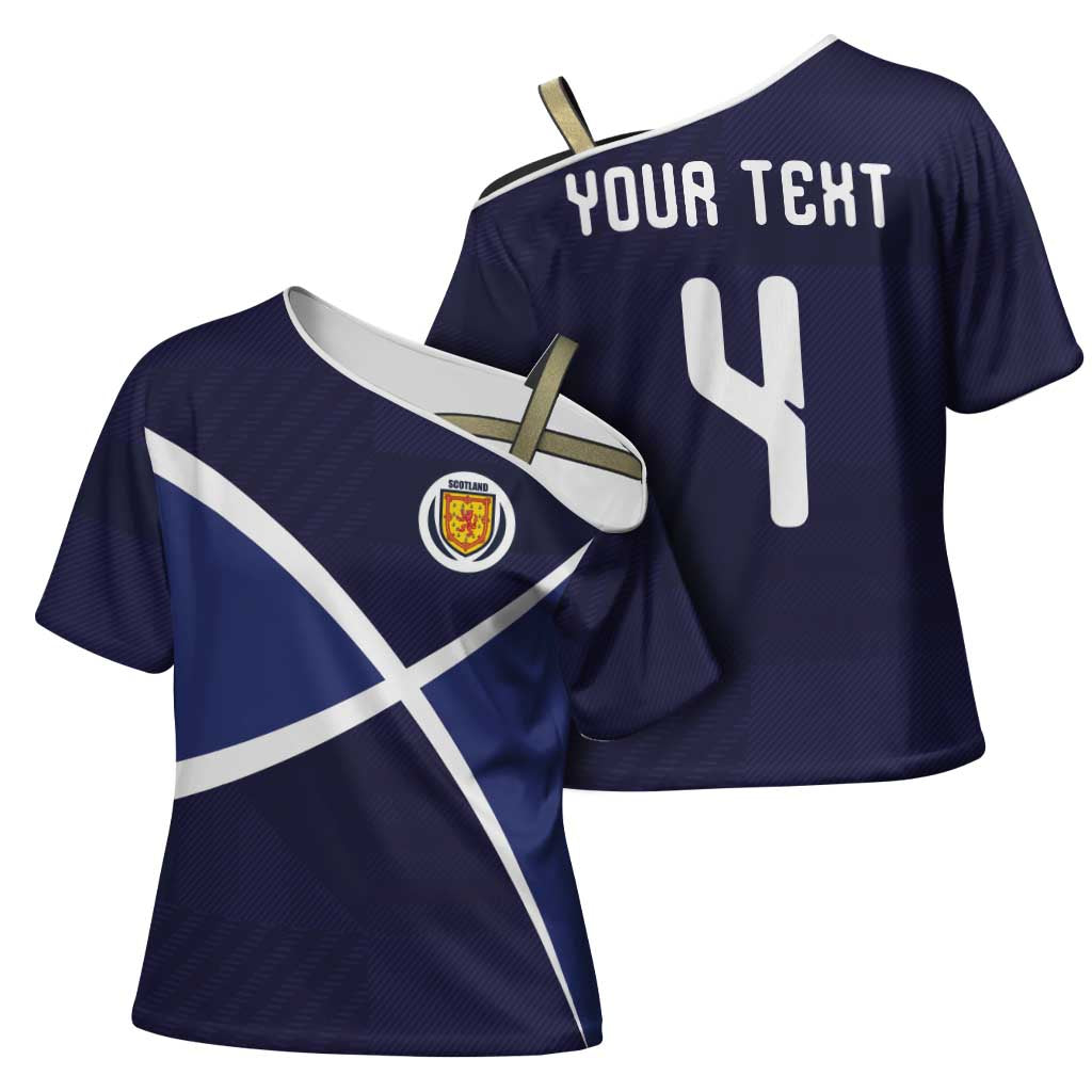 Custom Scotland Football Cross Shoulder Shirt Tartan Patchwork Pattern Scottish Saltire Flag Style