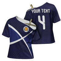 Custom Scotland Football Cross Shoulder Shirt Tartan Patchwork Pattern Scottish Saltire Flag Style