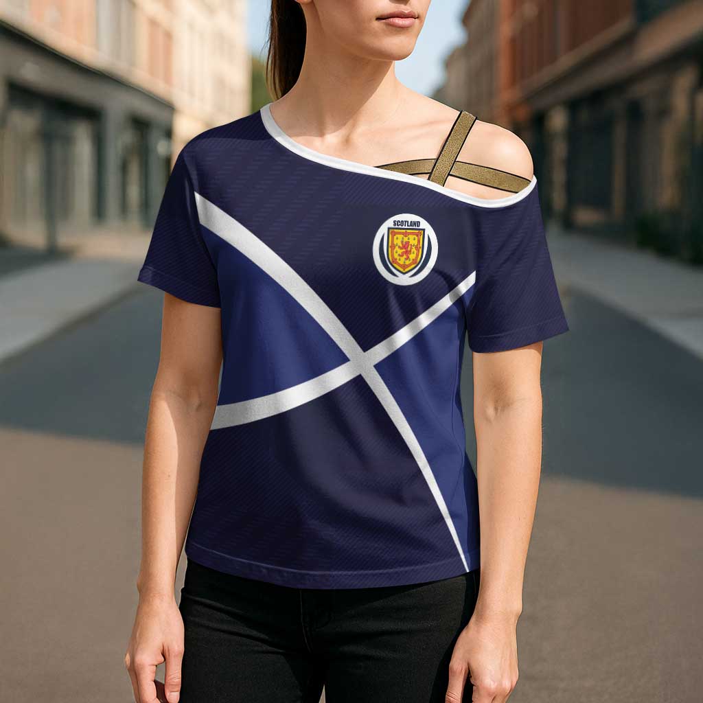 Custom Scotland Football Cross Shoulder Shirt Tartan Patchwork Pattern Scottish Saltire Flag Style