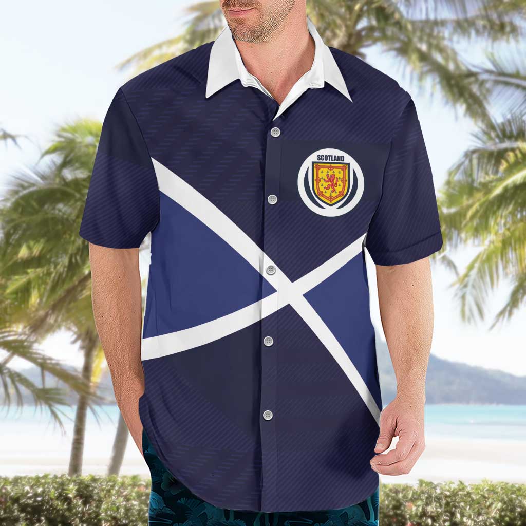 Custom Scotland Football Hawaiian Shirt Tartan Patchwork Pattern Scottish Saltire Flag Style