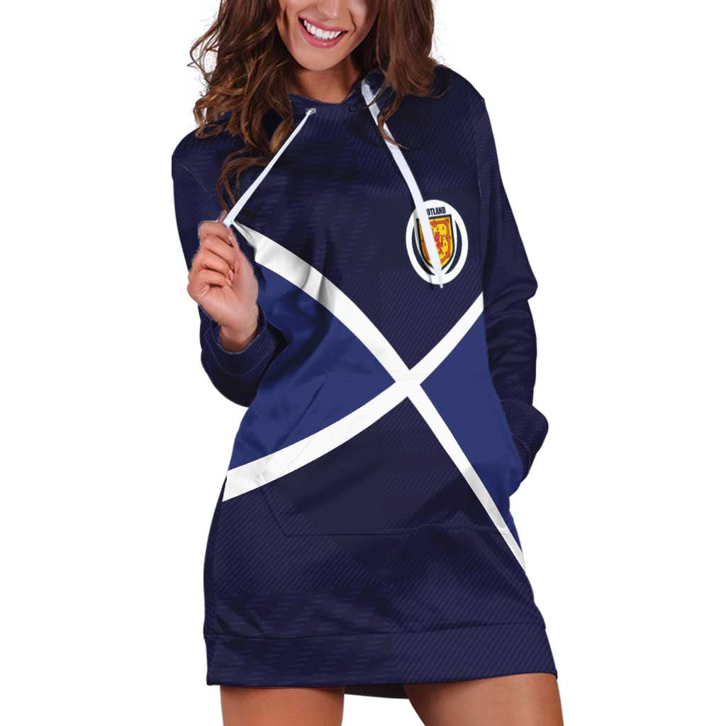 Custom Scotland Football Hoodie Dress Tartan Patchwork Pattern Scottish Saltire Flag Style