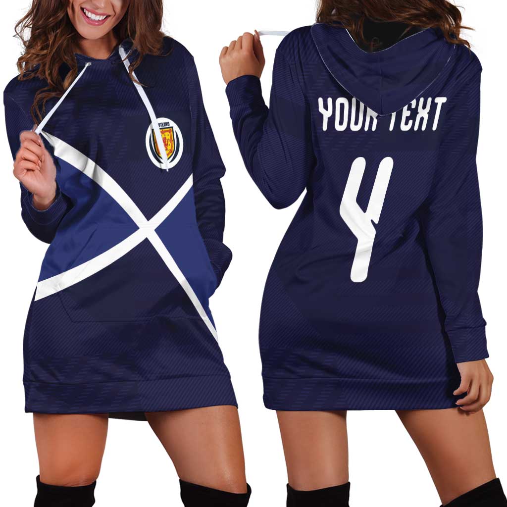 Custom Scotland Football Hoodie Dress Tartan Patchwork Pattern Scottish Saltire Flag Style