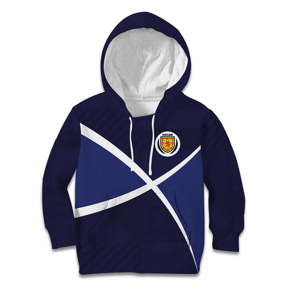 Custom Scotland Football Kid Hoodie Tartan Patchwork Pattern Scottish Saltire Flag Style
