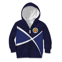 Custom Scotland Football Kid Hoodie Tartan Patchwork Pattern Scottish Saltire Flag Style