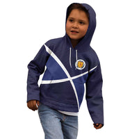 Custom Scotland Football Kid Hoodie Tartan Patchwork Pattern Scottish Saltire Flag Style
