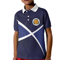 Custom Scotland Football Kid Polo Shirt Tartan Patchwork Pattern Scottish Saltire Flag Style
