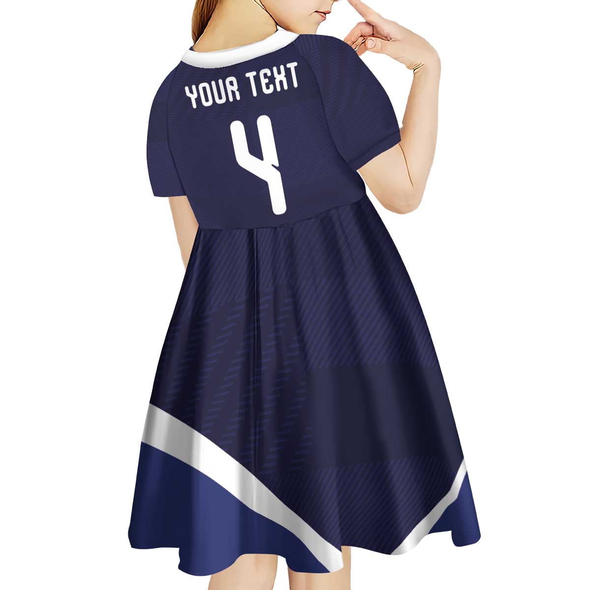 Custom Scotland Football Kid Short Sleeve Dress Tartan Patchwork Pattern Scottish Saltire Flag Style