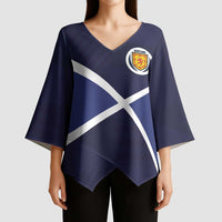 Custom Scotland Football Kimono Sleeve Blouse Tartan Patchwork Pattern Scottish Saltire Flag Style
