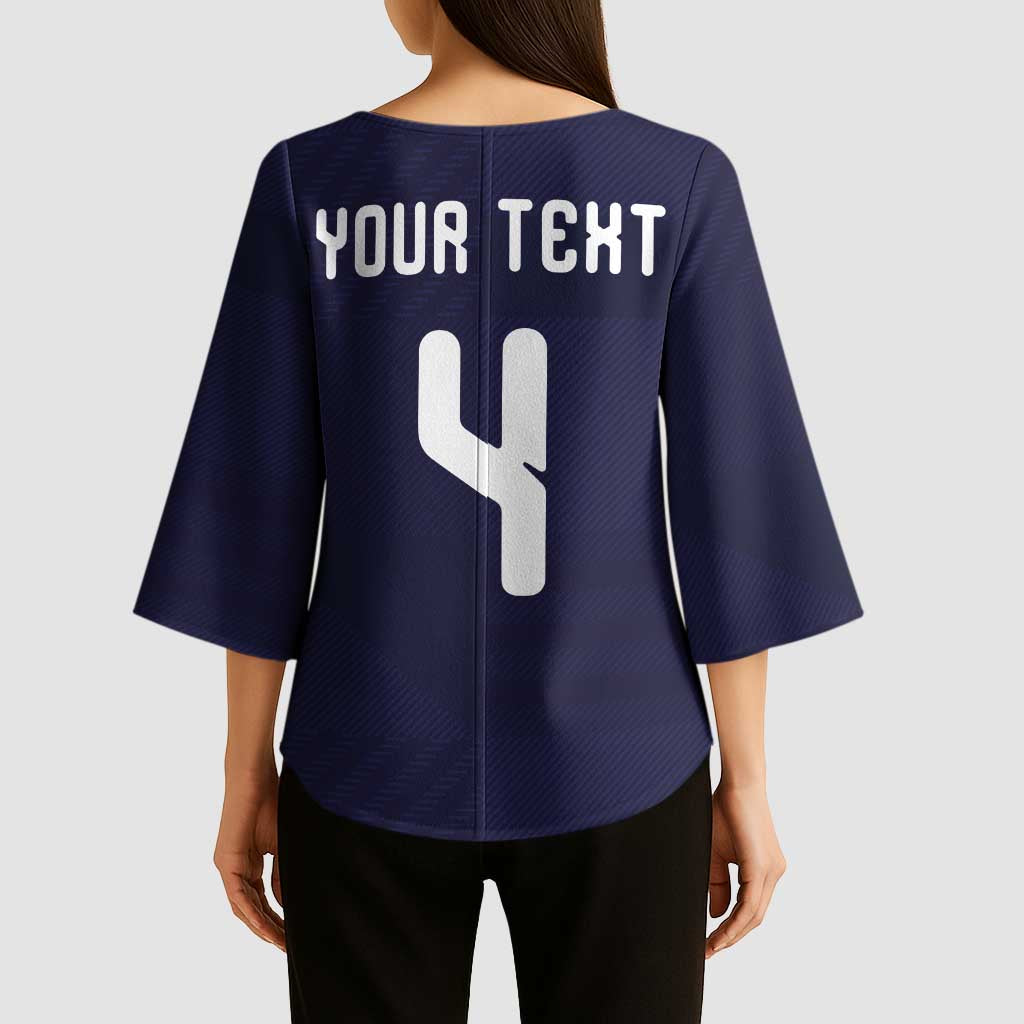 Custom Scotland Football Kimono Sleeve Blouse Tartan Patchwork Pattern Scottish Saltire Flag Style