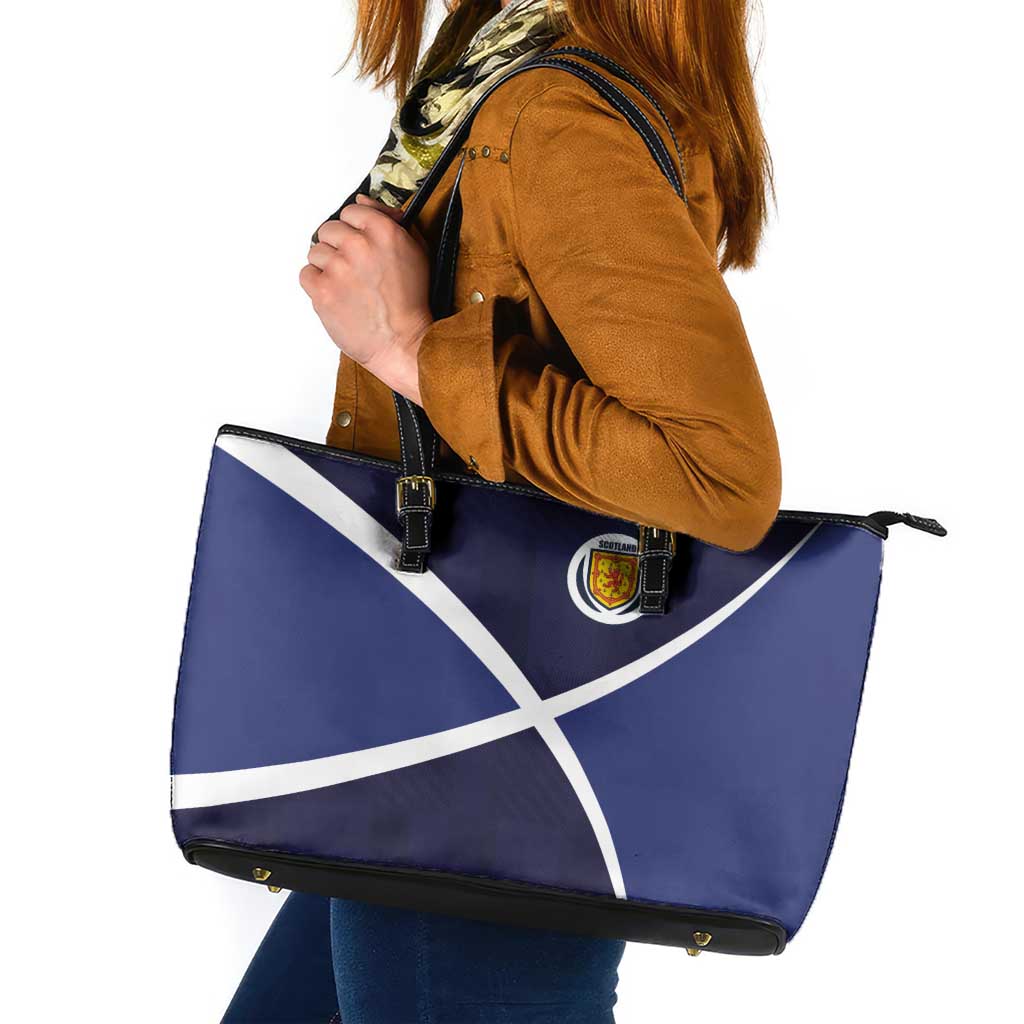 Scotland Football Leather Tote Bag Tartan Patchwork Pattern Scottish Saltire Flag Style