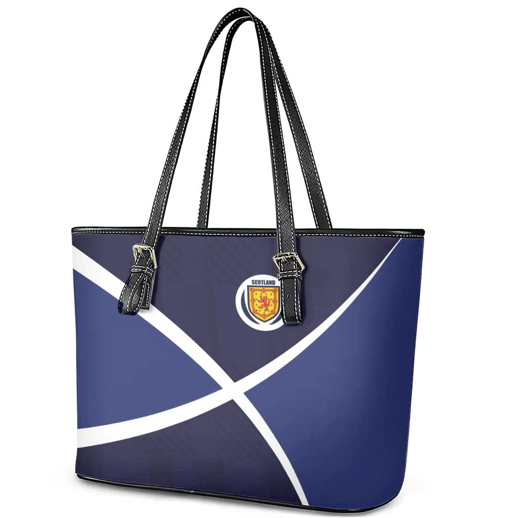Scotland Football Leather Tote Bag Tartan Patchwork Pattern Scottish Saltire Flag Style