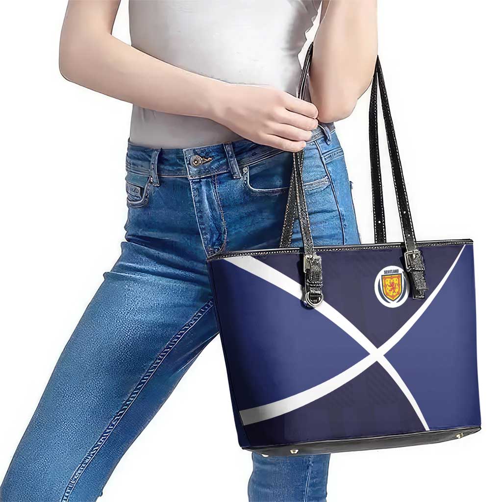 Scotland Football Leather Tote Bag Tartan Patchwork Pattern Scottish Saltire Flag Style