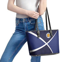 Scotland Football Leather Tote Bag Tartan Patchwork Pattern Scottish Saltire Flag Style