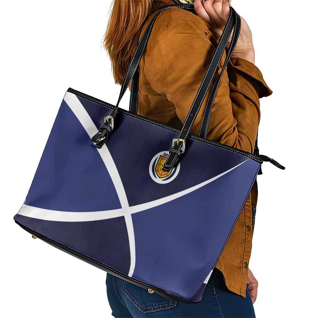 Scotland Football Leather Tote Bag Tartan Patchwork Pattern Scottish Saltire Flag Style